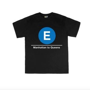 Kids NYC Subway Line E Train Manhattan to Queens Black Tshirt Size Small